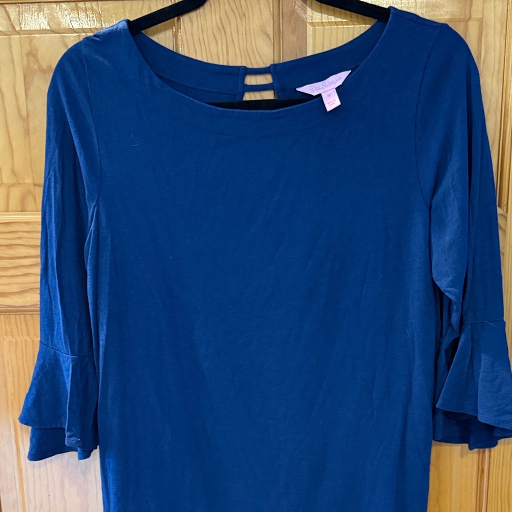 Lilly Pulitzer Navy Blue Ruffle Sleeve Top
